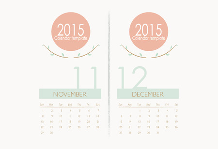 2015 calendar, monthly calendar template for November and December. Vector illustration.のイラスト素材