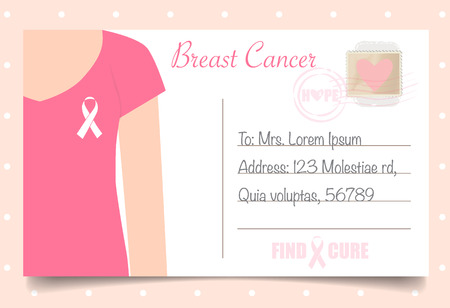 Breast Cancer Awareness cards design, women wearing ribbons for breast cancer. Vector Illustration.のイラスト素材