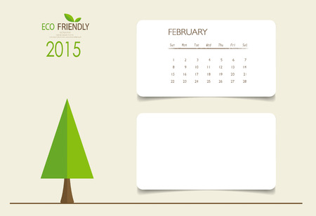 2015 calendar, monthly calendar template for February. Vector illustration.のイラスト素材