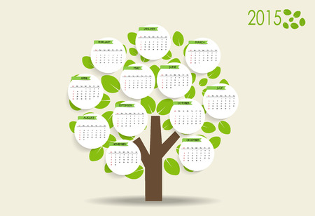2015 modern calendar with nature backgroundのイラスト素材