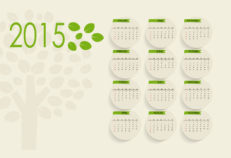 2015 modern calendar with nature backgroundのイラスト素材