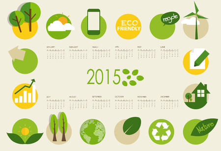 2015 modern calendar with nature backgroundのイラスト素材