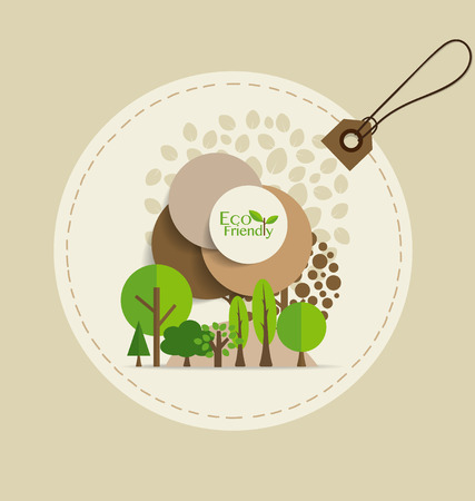Nature banner, Eco organic labels and cards with Abstract trees. Vector illustration.のイラスト素材