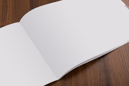 Blank catalog,brochure, magazines,book mock up on wood background with clipping pathの写真素材