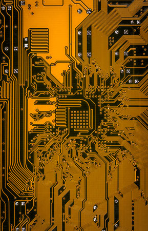 Close up of a printed computer circuit board