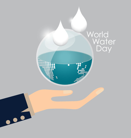 World water day concept with water drop. Vector illustration.のイラスト素材