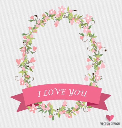 Floral bouquets with ribbon and heart, vector illustration.のイラスト素材