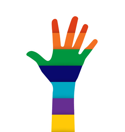 Photo of raised hand. Vector illustration.のイラスト素材