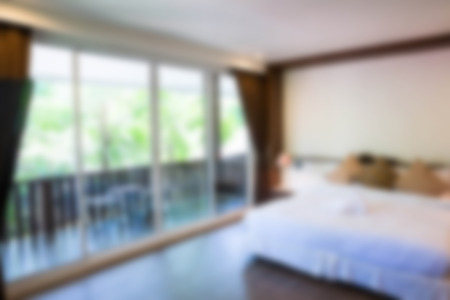Abstract blur Interior of modern comfortable hotel roomの写真素材