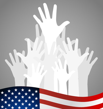 Hands and american flag, vector illustration.のイラスト素材
