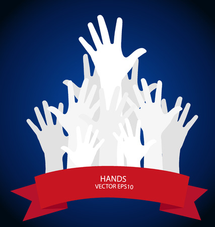 Raised hands. Vector illustration.のイラスト素材