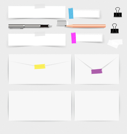 Collection of various note papers, ready for your message. Vector illustration.のイラスト素材