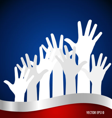 Raised hands. Vector illustration.のイラスト素材