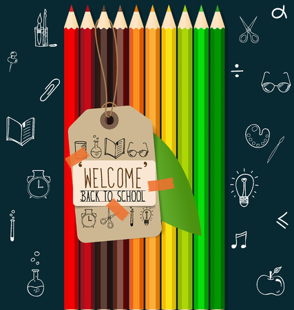 Welcome back to school with paper note, vector illustration.のイラスト素材