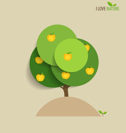 Abstract tree with apples. Vector illustration.のイラスト素材