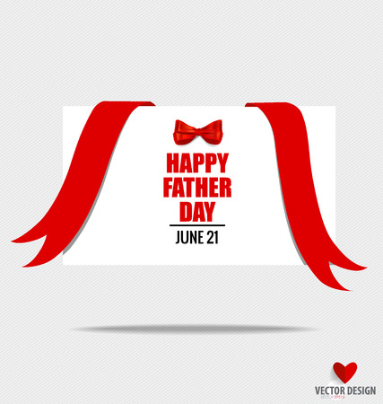 Happy fathers day card design with red bow and red ribbon. Vector Illustration.のイラスト素材