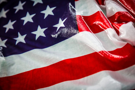 American flag in waterの写真素材