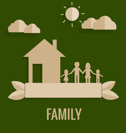 Paper cut of family. Vector illustration.のイラスト素材