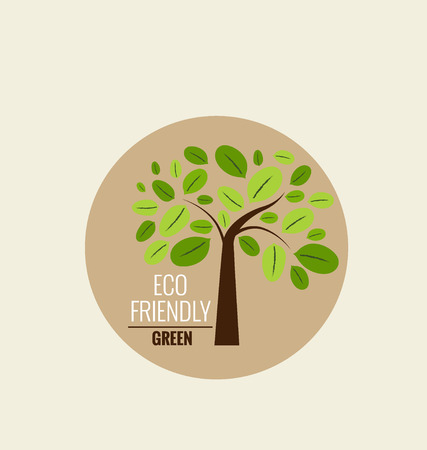ECO FRIENDLY. Ecology concept with tree background. Vector illustration.のイラスト素材