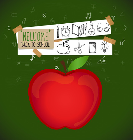 Welcome back to school with paper note, vector illustration.のイラスト素材