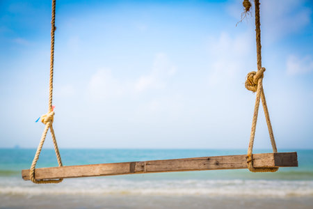 A swing on the beachの写真素材