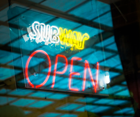 KRABI, THAILAND - July 18, 2015 : Sign of Subway Restaurant on July 18, 2015 in Krabi, Thailand. It is one of the fastest growing franchises in the world, with 43,035 restaurants.のeditorial素材