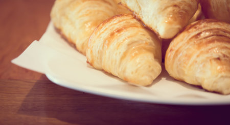Croissant bread ( Filtered image processed vintage effect. )の写真素材