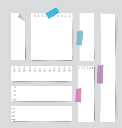 Collection of various white note papers, ready for your message. Vector illustrationのイラスト素材
