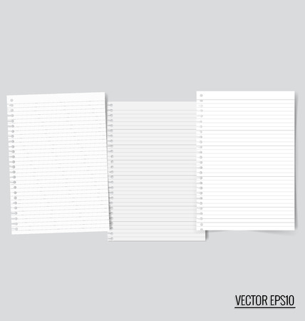 Collection of white note papers, ready for your message. Vector illustration.のイラスト素材