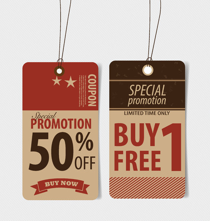 Sale Coupon, voucher, tag. Vintage Style template Design vector illustration.のイラスト素材