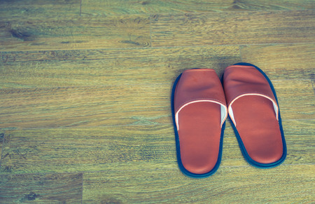 Slippers on the floor  ( Filtered image processed vintage effect. )の写真素材