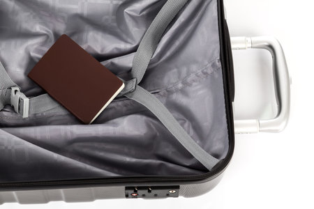 Passport on a suitcaseの写真素材