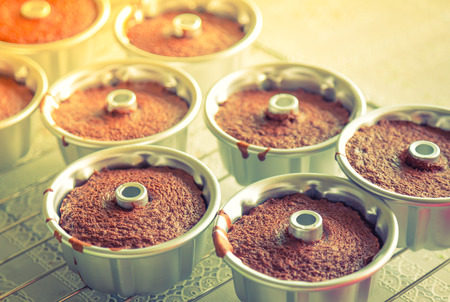 Chocolate muffins on table ( Filtered image processed vintage effect. )の写真素材