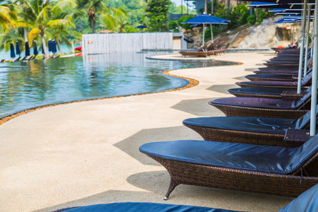 Swimming pool with relaxing seatsの写真素材