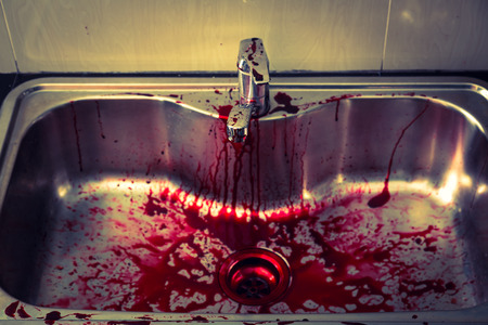 Kitchen sink  with blood for halloween ( Filtered image processed vintage effect. )の写真素材