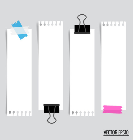 Collection of various white note papers, ready for your message. Vector illustration.のイラスト素材