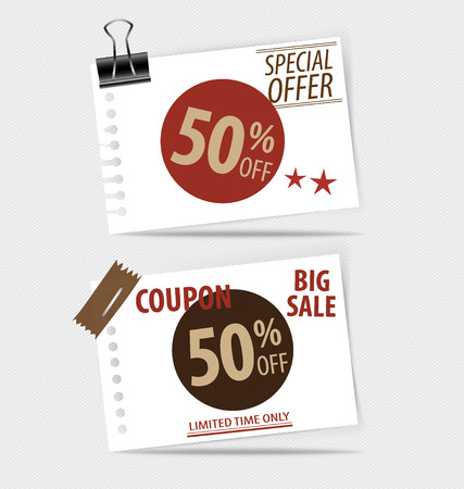 Sale Coupon, voucher, tag. Vintage Style template Design vector illustration.のイラスト素材