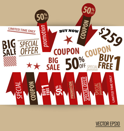 Sale Coupon, voucher, tag. Vintage Style template Design vector illustration.のイラスト素材