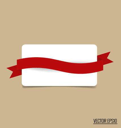Gift card note with red ribbon. Vector illustration.のイラスト素材