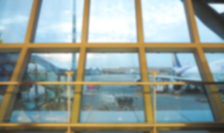 Abstract blur  airport outside the windowの写真素材