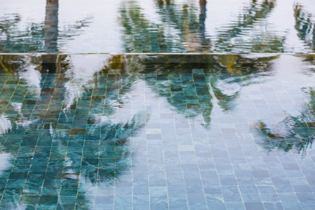 Swimming pool rippled waterの写真素材