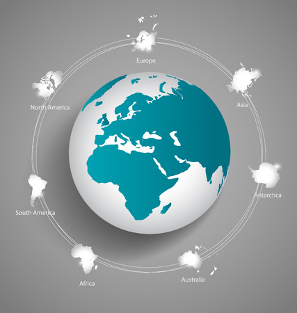 Modern globes and world map, vector illustration.のイラスト素材