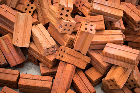 Stack of red bricks background