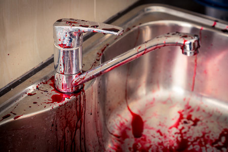 Kitchen sink  with blood for halloween ( Filtered image processed vintage effect. )の写真素材
