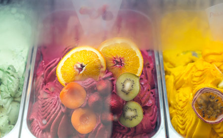 Fresh fruits ice cream