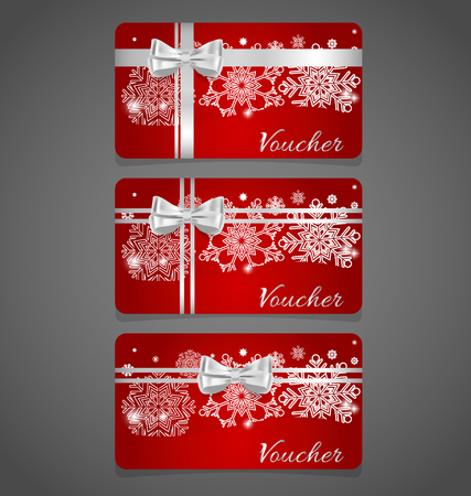 Holiday gift coupons with snowflake background, vector illustration.のイラスト素材