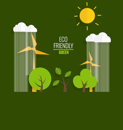 ECO FRIENDLY. Ecology concept with tree background. Vector illustration.のイラスト素材