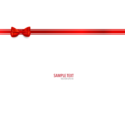 Shiny red ribbon on white background with copy space. Vector illustration.のイラスト素材