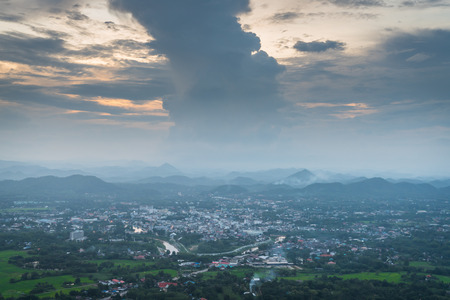 Aerial view of small townの写真素材