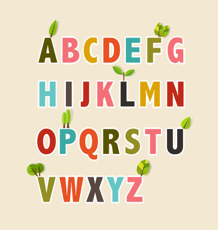 Vector Letters With Flowers. Vector Alphabet.のイラスト素材